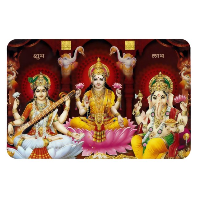 Flexible Saraswati, Lakshmi & Ganesha Flexi Magnet (Horizontal)