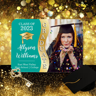 Flexible Sarcelle Gold Graduate Vague Grad Magnet photo C