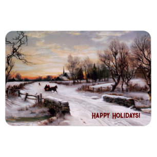 Flexible Scène D'Hiver vintage. Magnet cadeau de Noël