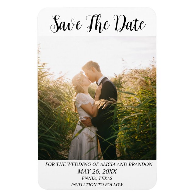 Flexible Simple Elegant Mariage photo moderne Whimsy Magnet (Vertical)