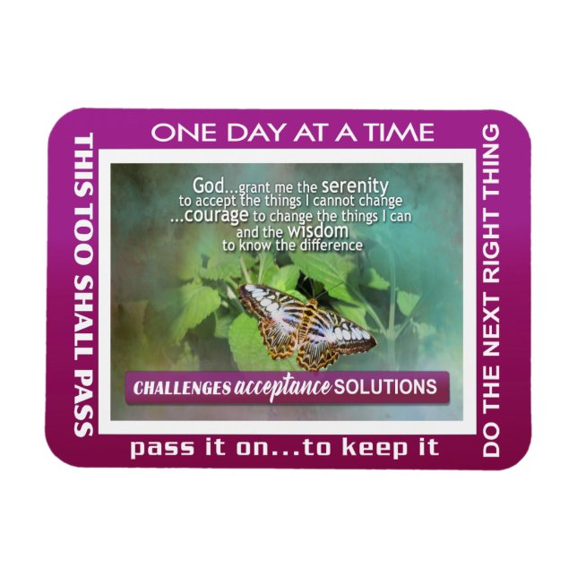 Flexible slogans de prière de sérénité papillons Magnet (Horizontal)
