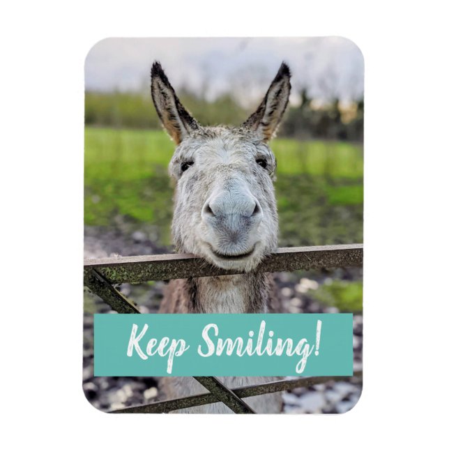 Flexible Smiling Donkey "Keep Smiling" Magnet (Vertical)