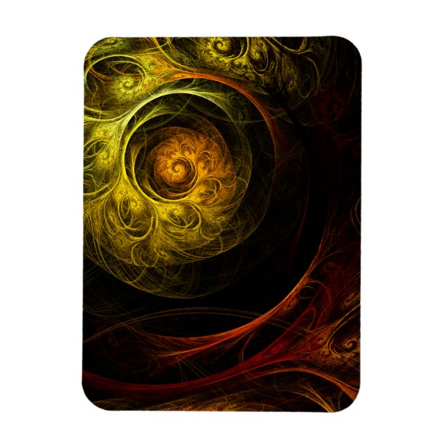 Flexible Soleil Lever Rouge Abstrait Art Magnet Premium (Vertical)