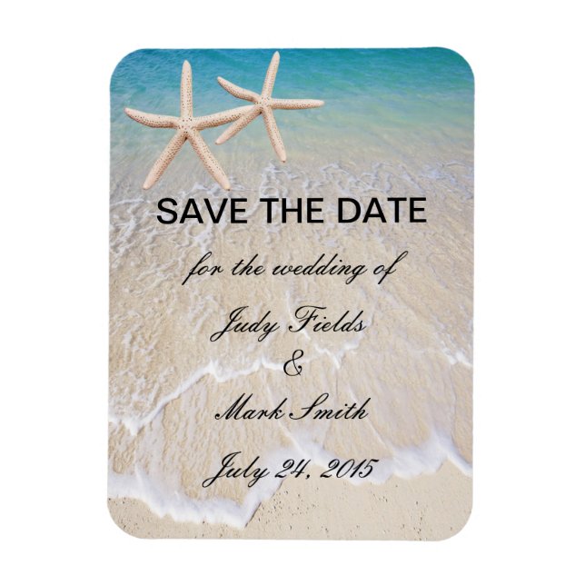Flexible Starfish Beach Wedding Enregistrer La Date Magnet (Vertical)