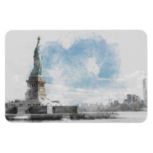 Flexible Statue de la Liberté Magnet Manhattan NYC Aquarell