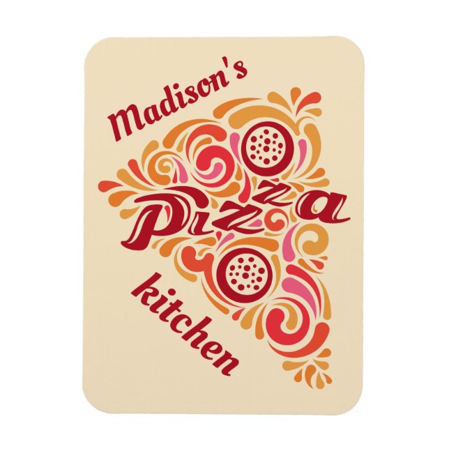 Flexible Stylized Pizza custom name kitchen magnet (Vertical)