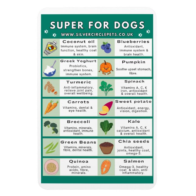 Flexible Super Foods for Dogs Fridge Magnet (Vertical)
