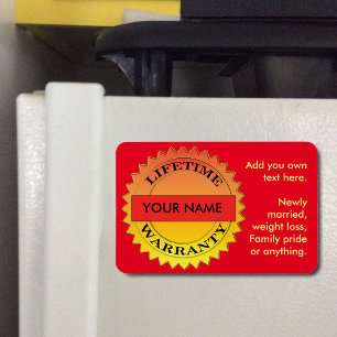 Flexible Symbole de garantie à vie Votre nom Rect Magnet