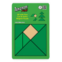 Tangram Christmas Elf Magnet - Assis près de l'arb