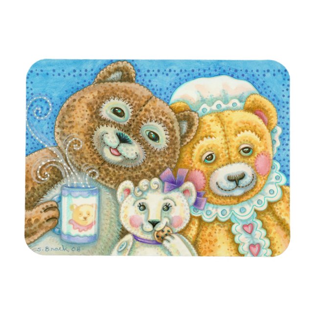 Flexible TEDDY BEAR FAMILLE MAGNET *Personnaliser (Horizontal)