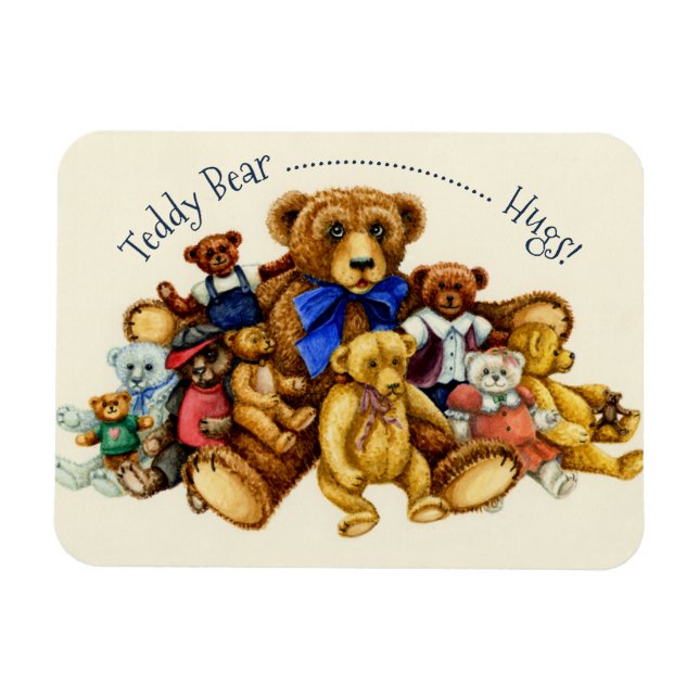 Flexible TEDDY BEAR HUGS MAGNET *Personnaliser (Horizontal)