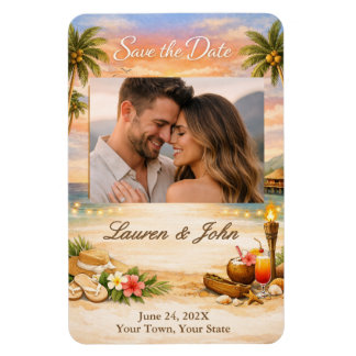 Flexible Tropical Breeze Photo Save The Date Wedding Magnet