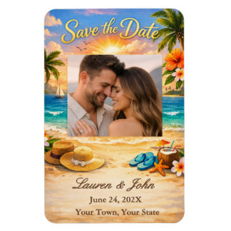 Flexible Tropical Eternity Photo Save Date Wedding Magnet