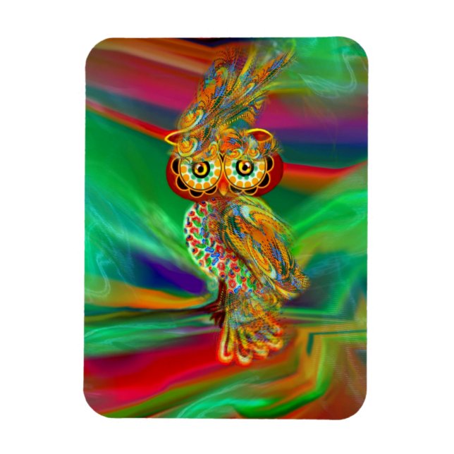 Flexible Tropical Fashion Queen Owl Magnet (Vertical)