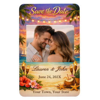 Flexible Tropical Harmony Photo Save Date Wedding Magnet