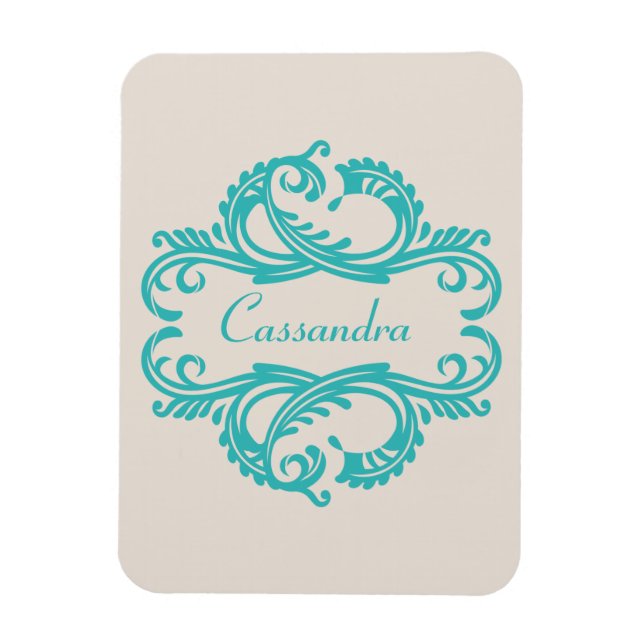 Flexible Turquoise Chic Damask Premium Magnet (Vertical)