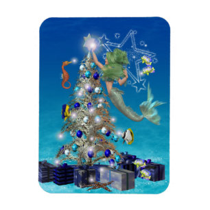 Flexible Une sirène magique Noël. carte de noël Magnet