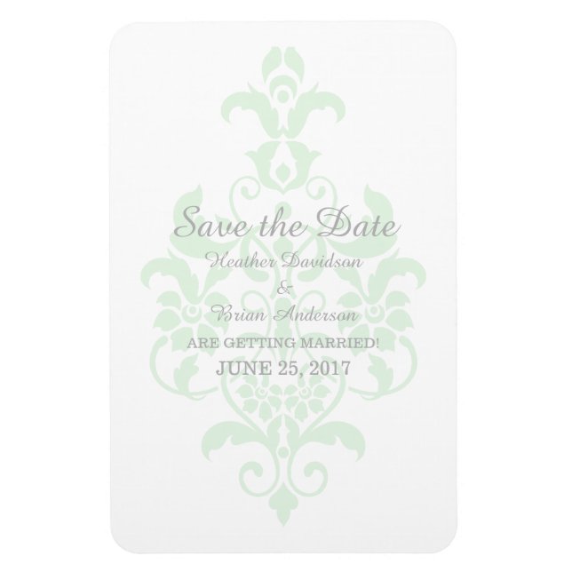 Flexible Vert subtil Damas Enregistrer la date Flexi Magnet (Vertical)