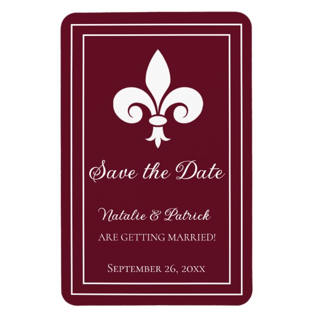 Flexible Vin Fleur de Lis Économisez la date Magnet (Vertical)