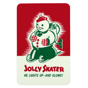 Flexible Vintage Christmas Jolly Patinage Magnet
