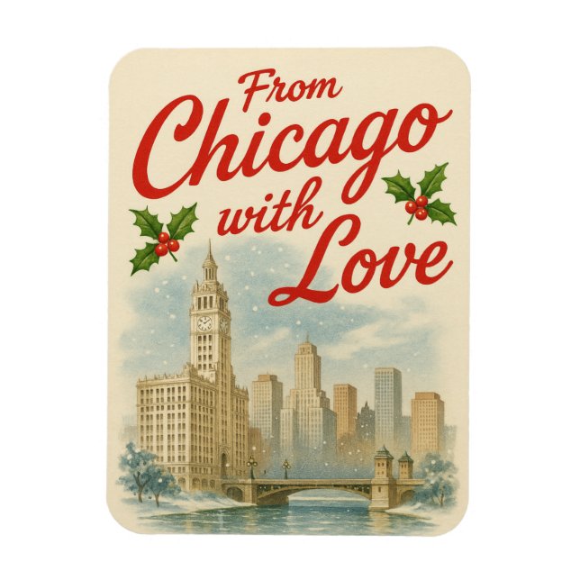Flexible Vintage Christmas Magnet - De Chicago Avec Amour (Vertical)