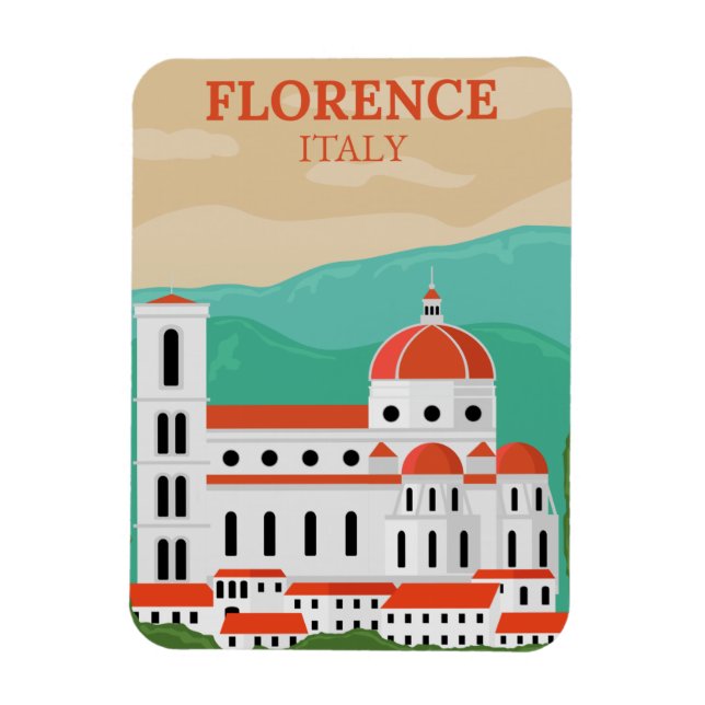 Flexible Vintage Florence Italie Voyage Souvenir Magnet (Vertical)