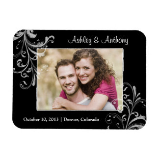 Flexible Vintage noir blanc Floral Photo Mariage Magnet