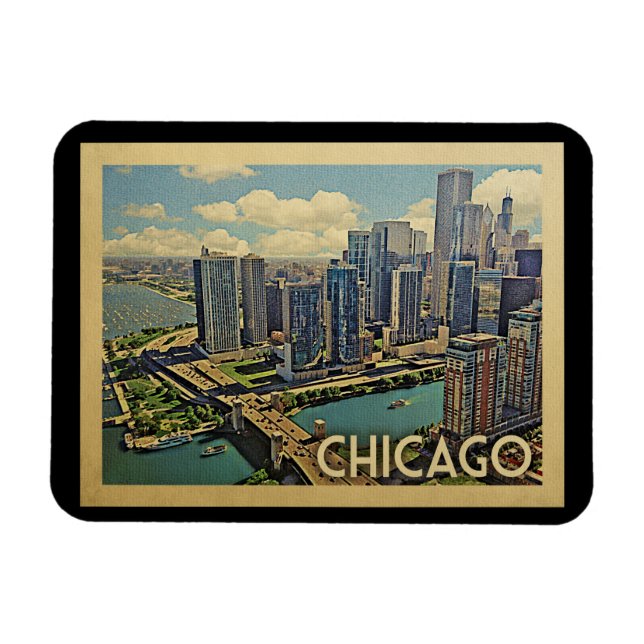 Flexible Vintage voyage de Chicago Magnet Illinois (Horizontal)