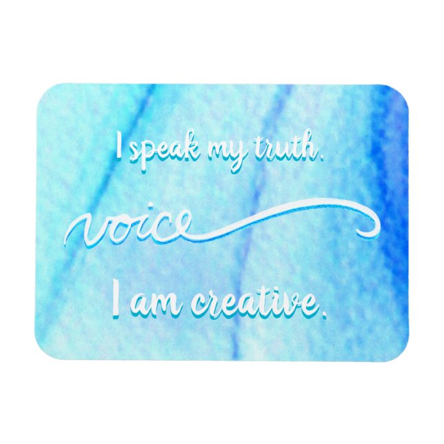 Flexible "Voix" Throat Bleu Chakra Mots Inspirants Magnet (Horizontal)