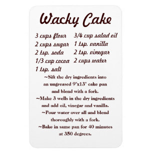 Flexible Wacky Cake Recipe Fridge Magnet draft5