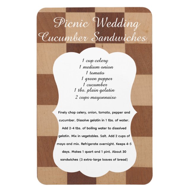 Flexible Wedding Cucumber Sandwich Recipe Magnet (Vertical)