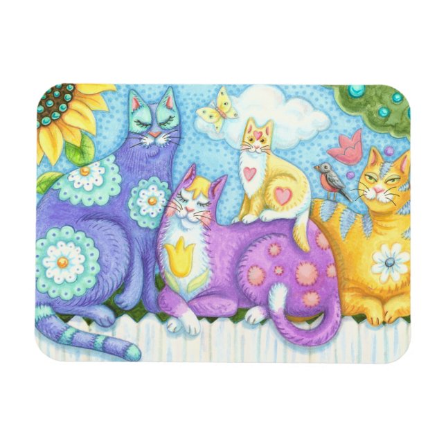 Flexible Whiskers Et Purrs, HEUREUX CHAT AMIS MAGNET (Horizontal)