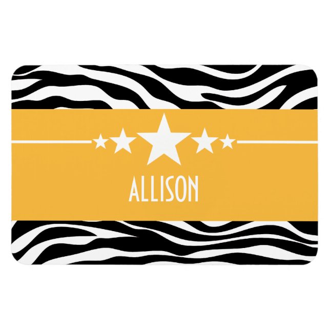 Flexible Yellow Sassy Star Zebra Premium Magnet (Horizontal)