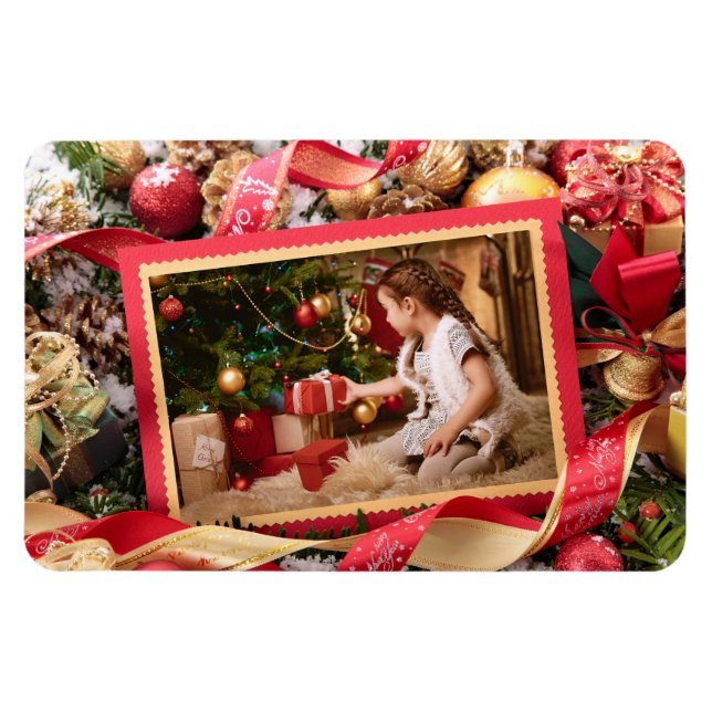 Flexible YOUR PHOTO custom Christmas magnet (Horizontal)