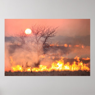 Flint Hills Kansas Prairie Burn Poster