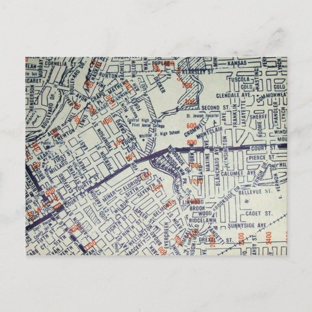 Flint, MI Carte Vintage (Devant)