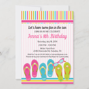 Flip Flop Anniversaire Fête Invitation Pool