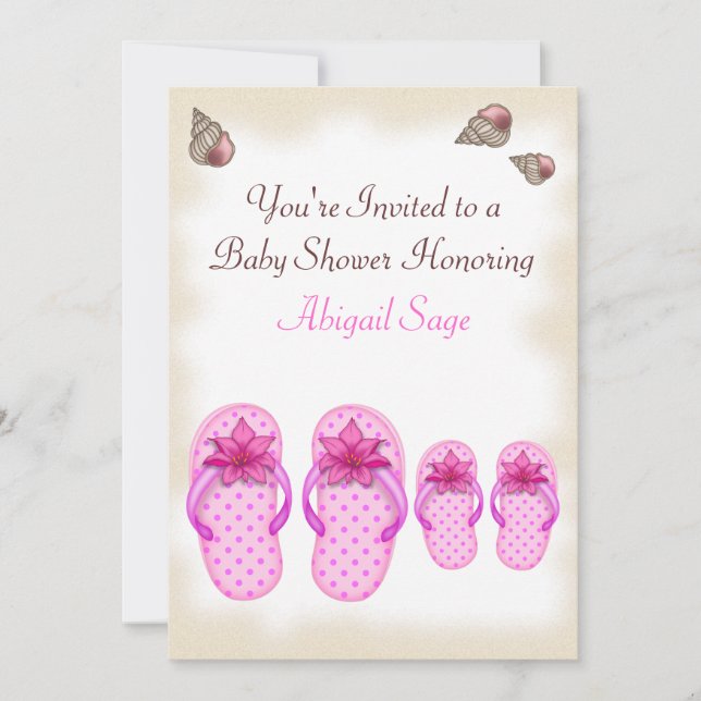 Flip Flop Baby Shower Invitations pour les filles (Devant)