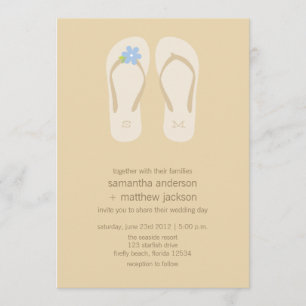 Flip Flop Beach Wedding Invitations -Flower Bleu