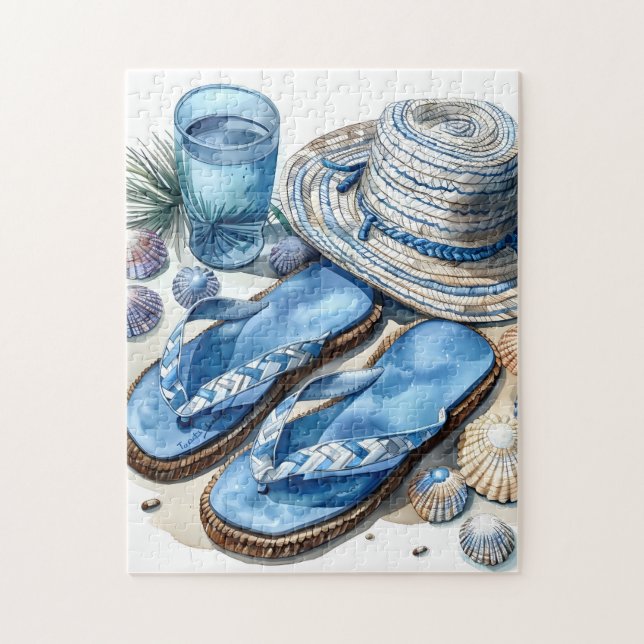 Flip Flop de plage côtière et Puzzle Casquette (Vertical)