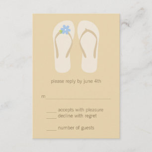 Flip Flops Beach Wedding Cartes RSVP - Bleu