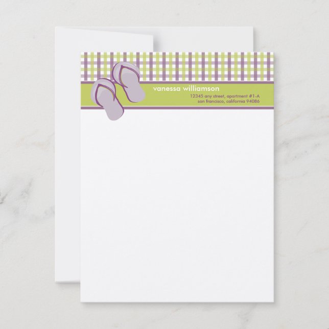 Flip Flops Cartes de notes plats personnalisées (c (Devant)