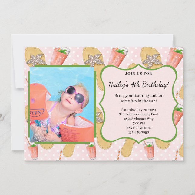 Flip Flops et Lemonade Party Invitation (Devant)