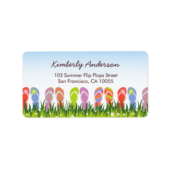 Flip Flops Été Amusant Au Soleil Étiquette de adre (Devant)