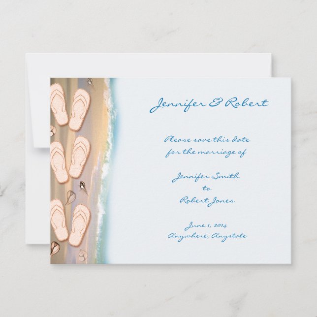 Flip Flops on the Beach Save the Date Card (Devant)