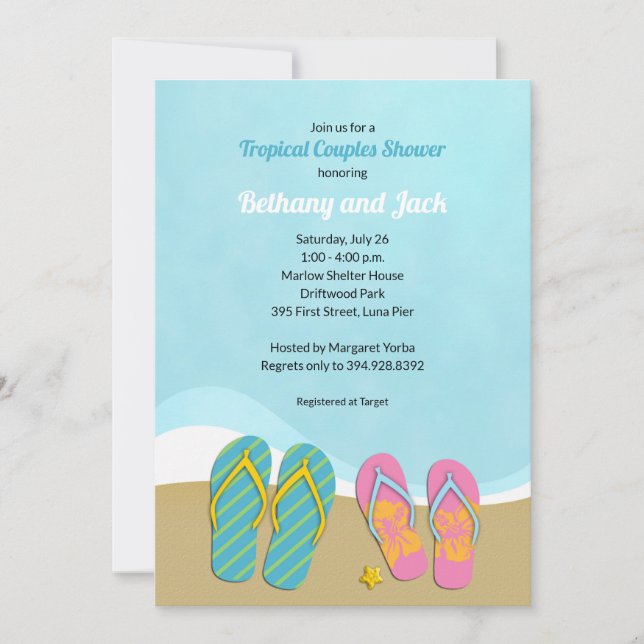 Flip Flops Tropical Bridal Show Invitation (Devant)