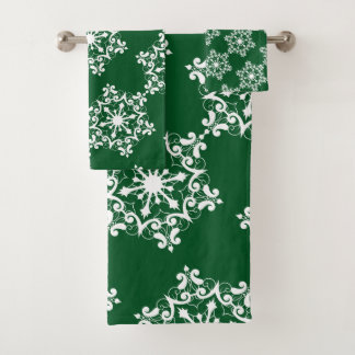 Flocon blanc sur vert foncé