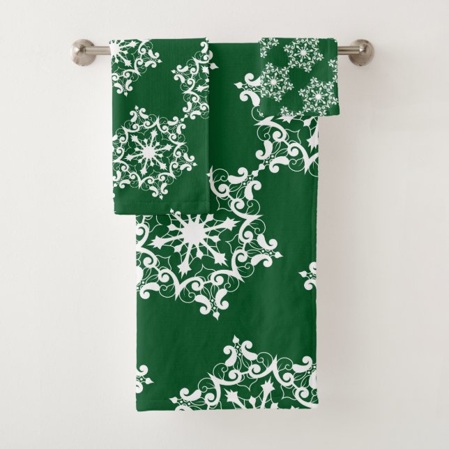 Flocon blanc sur vert foncé (En situation)