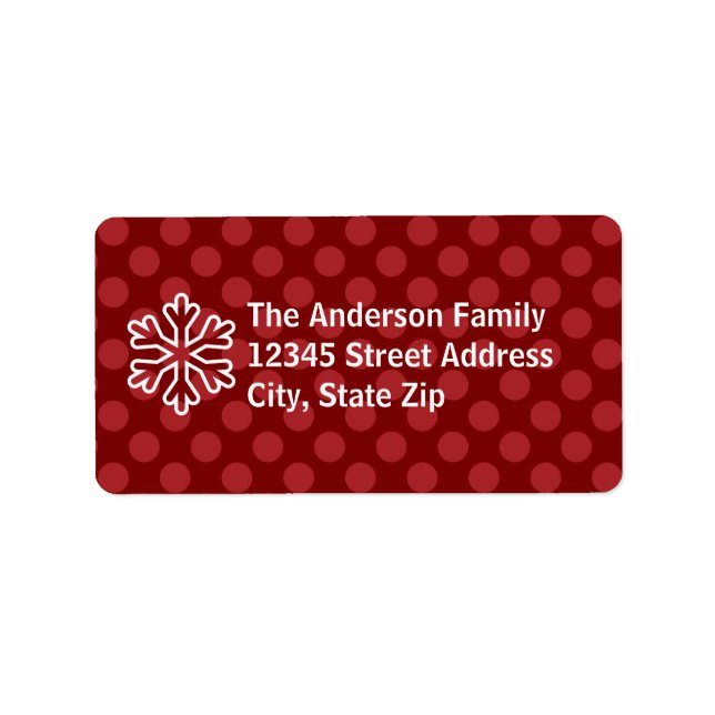 Flocon de neige à points rouges - Étiquette de adr (Devant)