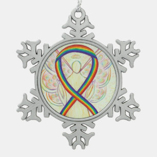 Flocon De Neige Arc-en-ciel Ribbon Angel Customisé Ornement